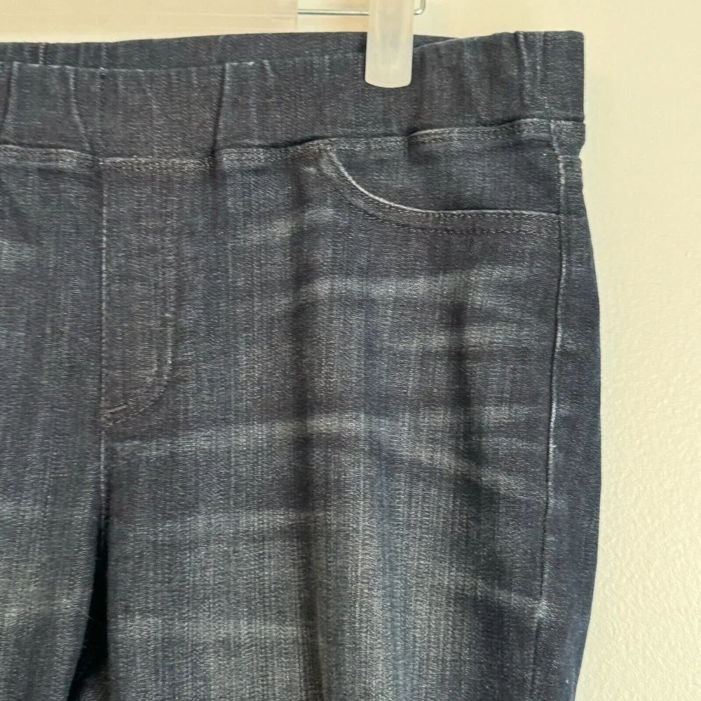 Eileen Fisher Pull On Pants Small Dark Blue Wash Organic Cotton Elastic Waist_6